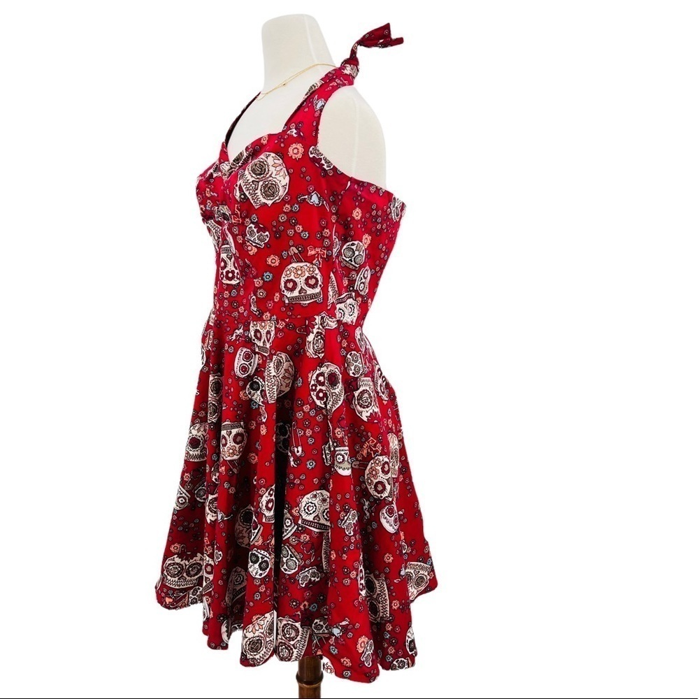 HELL BUNNY Sugar Skull Sweetheart Neckline Mini Dress Size L - Picture 5 of 10
